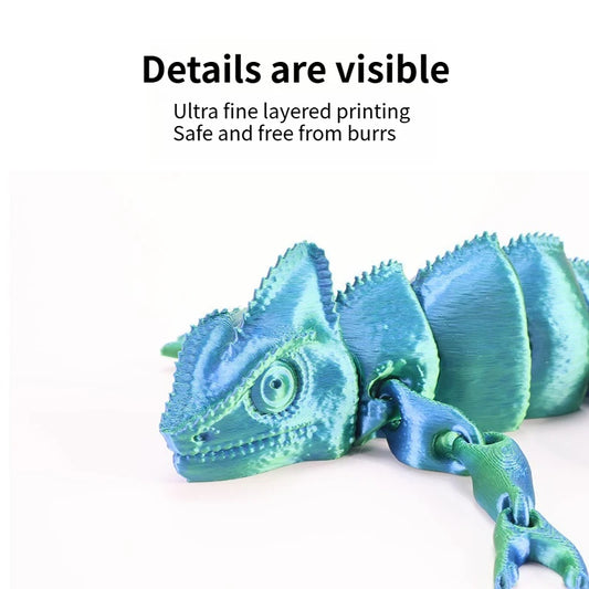 Fashion 3D Printed Dragon Chameleon Multi-joint Movable for Home Decoration Simulation Pet Lizard Model Toy