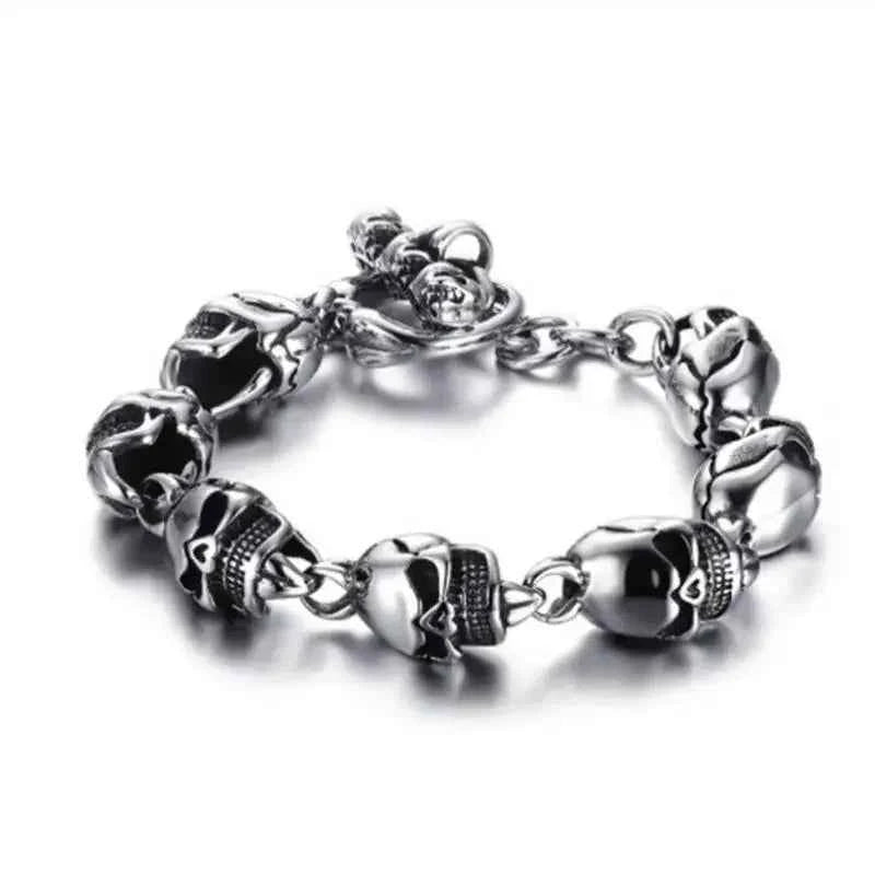 Stainless Steel Nordic Double Wolf Head Bracelet