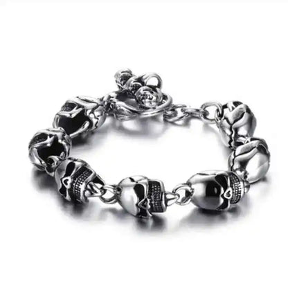 Stainless Steel Nordic Double Wolf Head Bracelet - Pedlar's Attic