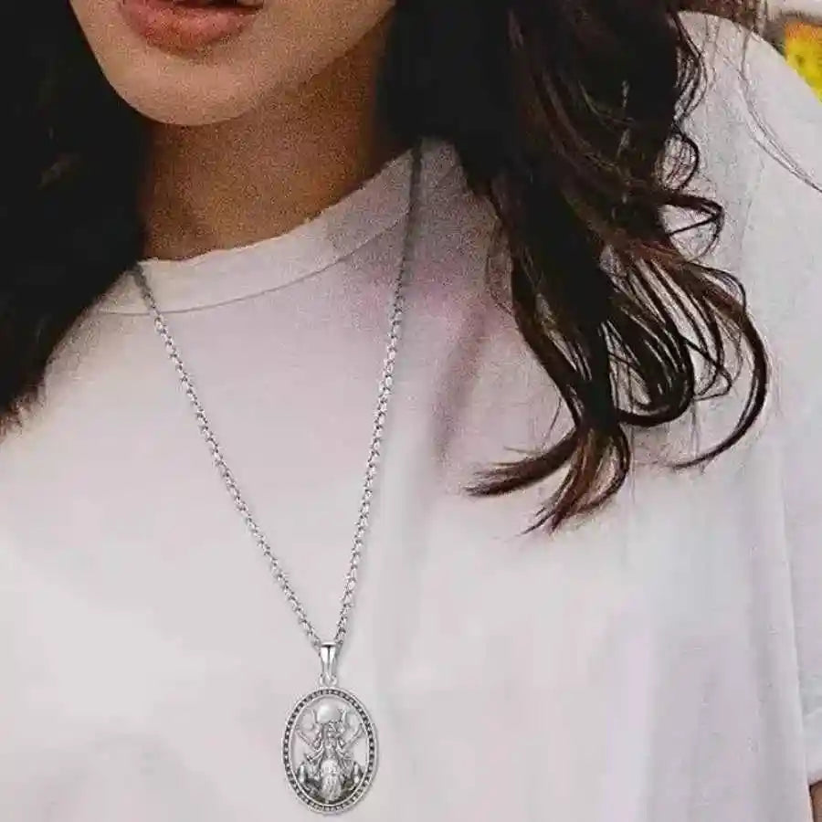 Hecate necklace, March goddess pendant ,box chain - Pedlar's Attic