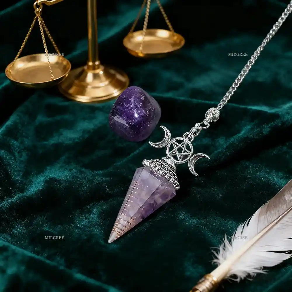 2pcs Amethyst Spirit Pendant Paired with Natural Stone Ornaments - Pedlar's Attic