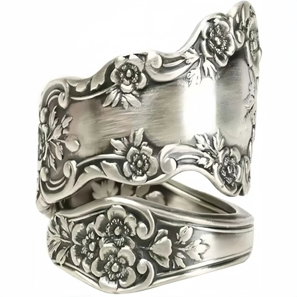 The Silversmith's Oath — Oxidized Sterling Spoon Ring - Pedlar's Attic