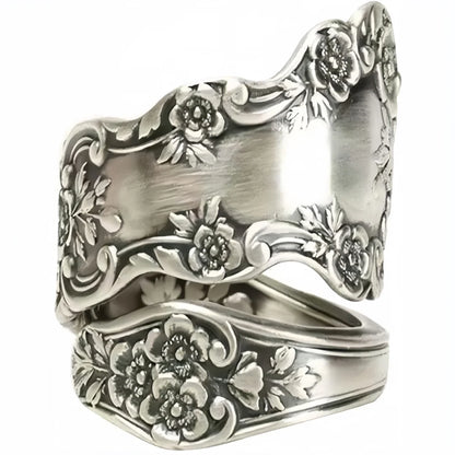 The Silversmith's Oath — Oxidized Sterling Spoon Ring - Pedlar's Attic