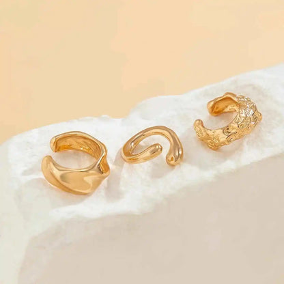 Bold & Beautiful Chunky Metal Clip Earrings Set - 3 Geometric Ear Cuffs for Trendy Women & Girls, Perfect for Y2K Style - Pedlar's Attic