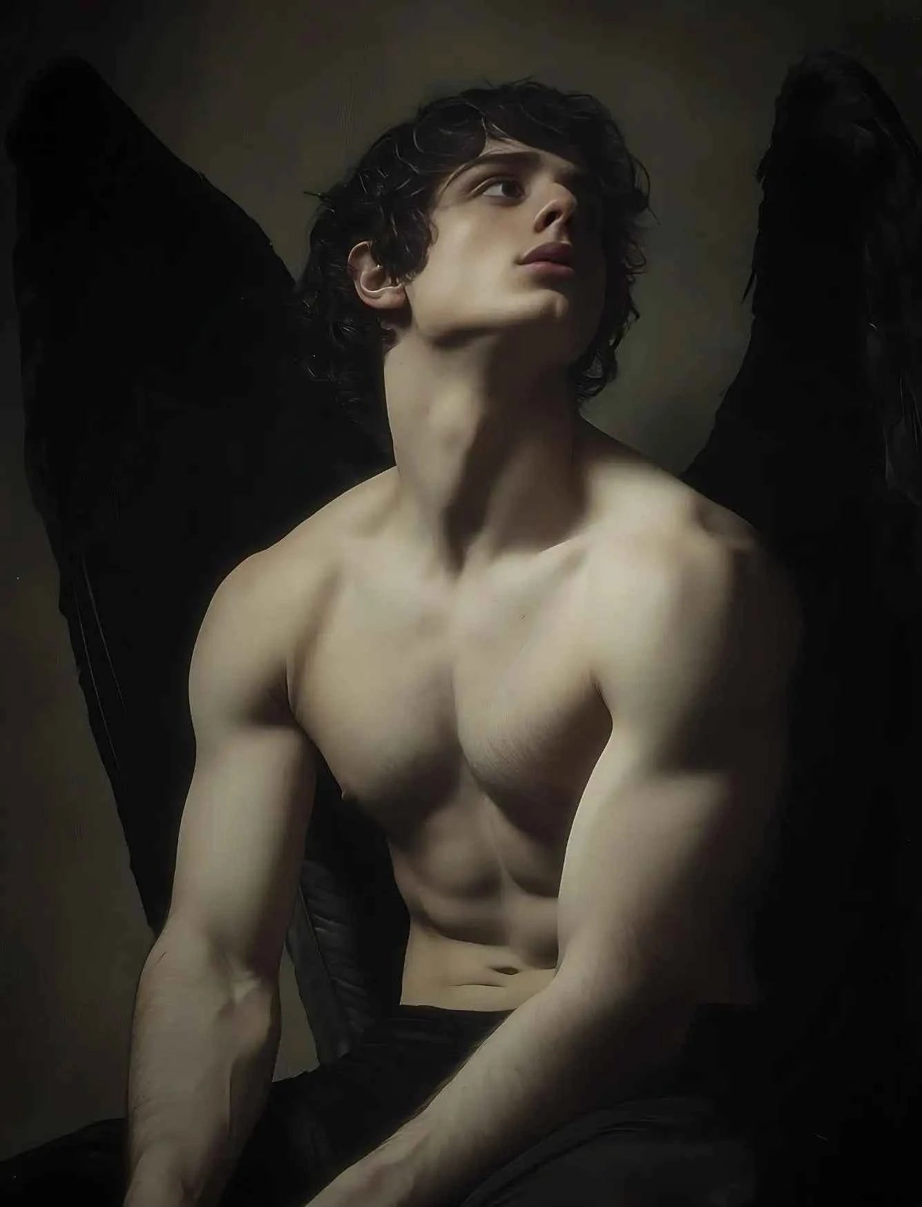 Dark Mysterious Retro Aesthetic Myth Hell Fallen Angel Portrait Poster Canvas Print Art