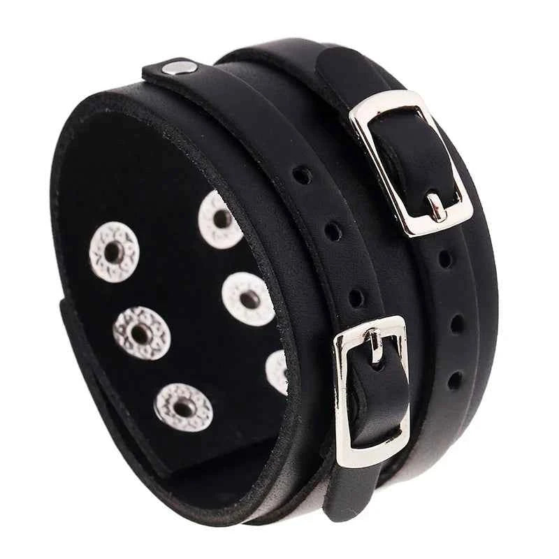 European and American Export Jewelry Punk Bracelet Jewelry Wholesale Wide Leather Genuine Leather Bracelet Men's Cowhide Bracelet