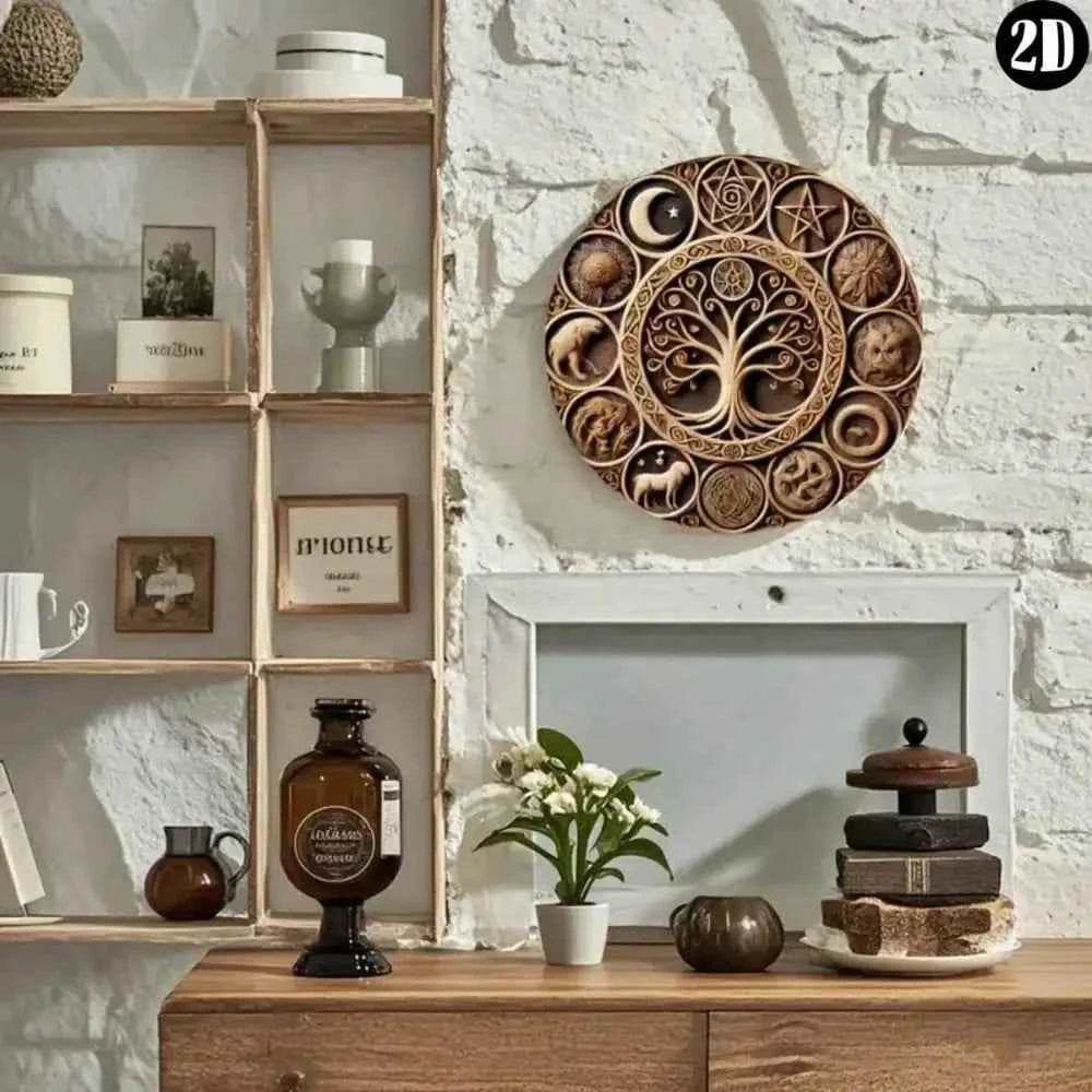 Zodiac Natural Symbols Plaque, Witchcraft Pagan Home Bar Decor, Ideal Holiday Gift for Cafe Garage