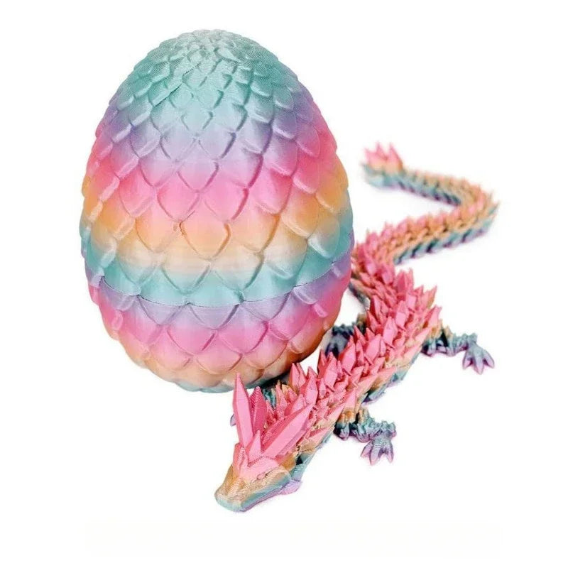 13cm high 3D Printed Dragon Egg with 30cm Dragon Full Articulated Dragon Modle Movable Rotatable Articulated Desktop Ornament