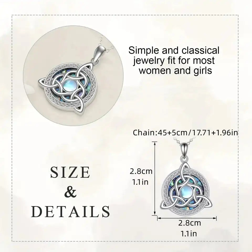 The Three-Fold Moon — Celtic Trinity Moonstone Necklace