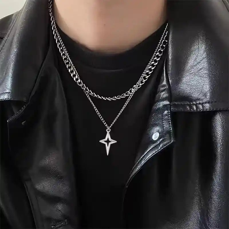 Black Star Cross, Red Heart Pendant, Ghost Claw Choker, Chain Necklace, Goth Vintage Grunge EMO Accessories - Pedlar's Attic