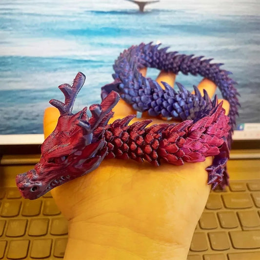 3D Printed Conjoined Dragon Ornaments Movable Cartoon Creative Dragon Plants rockery Fish Tank Landscaping Decoration 30cm