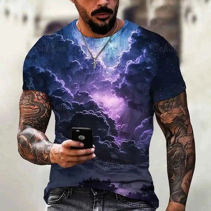 Men's T Shirt 3d Lightning Print - Pedlar's Attic