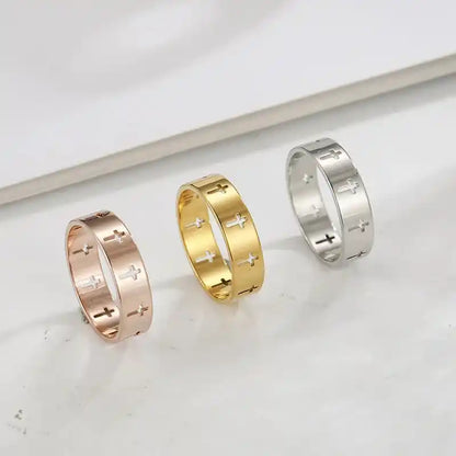 Bound by the Cross — Gothic Stainless Steel Couple Ring