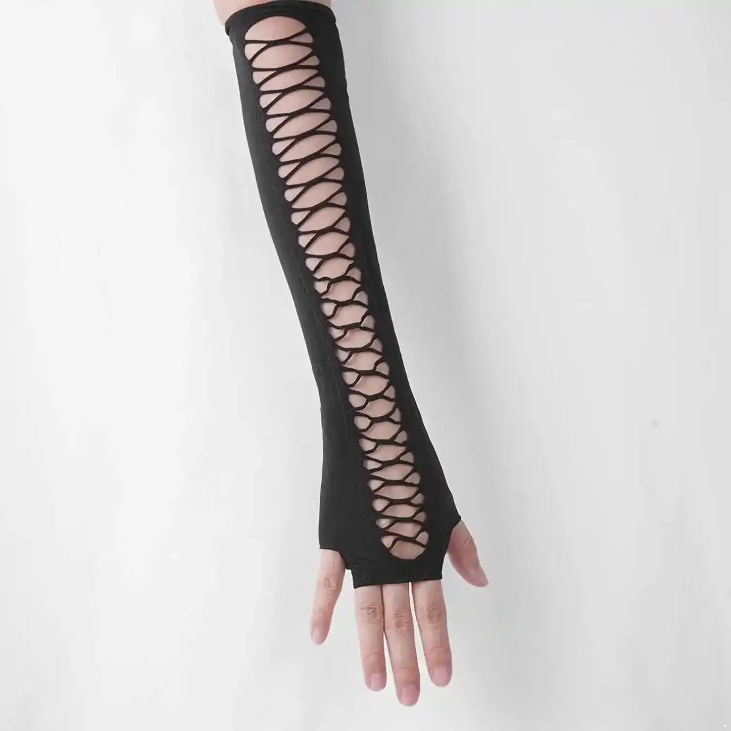 All the Way Up — Black Fingerless Elbow Gloves