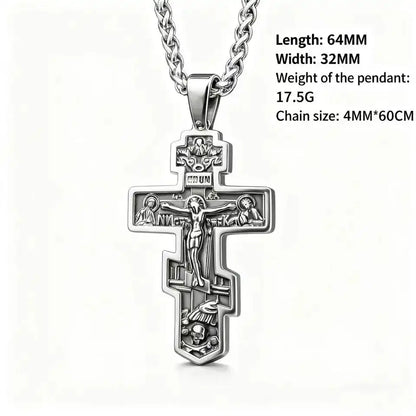 The Eternal Cross — Orthodox Jesus Pendant Necklace in Stainless Steel