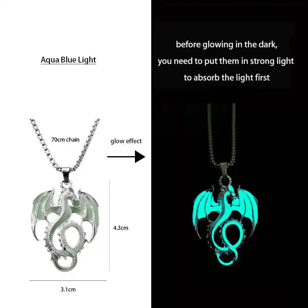Luminous Alloy Dragon Pendant Glowing Necklace - Pedlar's Attic