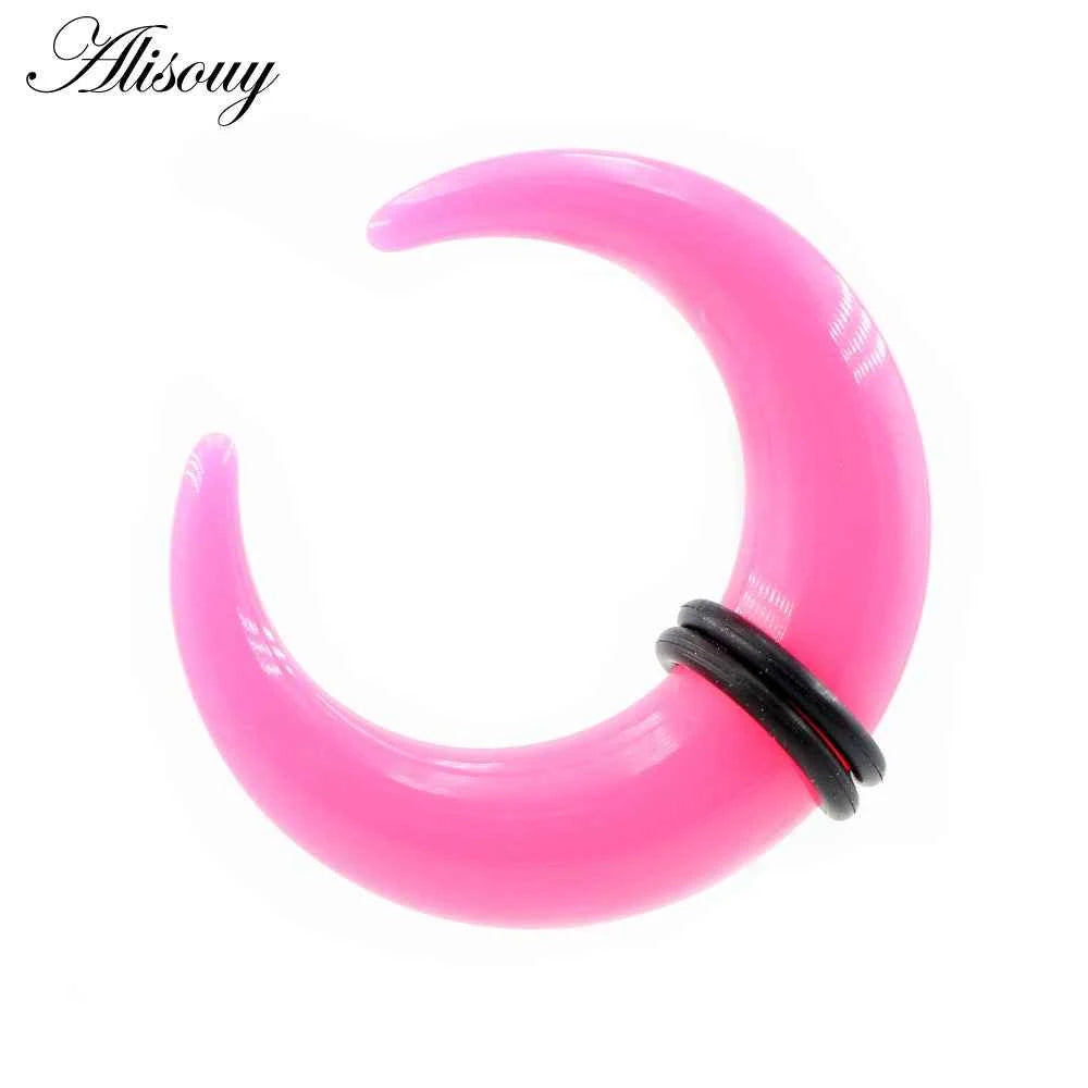 2pcs Acrylic C Sahpe Buffalo Horn Ear Pincher Septum Rings Piercing Black Ear Taper Stretcher Expander Body Jewelry 1.6mm-16mm