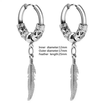 Vintage Simple Small Hoop Earrings Stainless Steel Hypoallergenic Earrings for Men Women Cool Indian Boho Jewelry - Pedlar's Attic