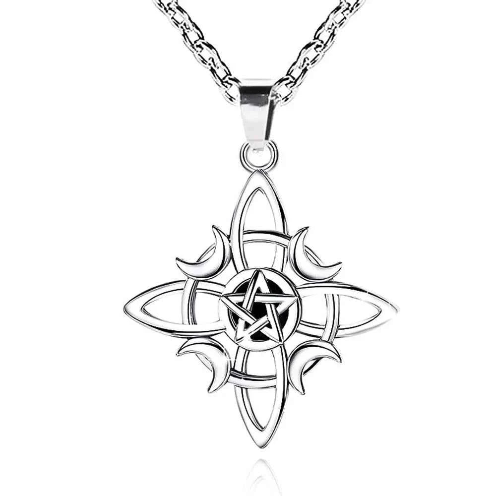 Celtic Knot Triple Moon Goddess Geometry Necklace