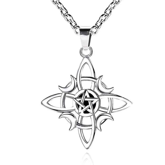 Celtic Knot Triple Moon Goddess Geometry Necklace