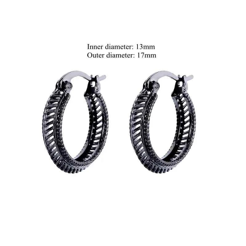 Vintage Simple Small Hoop Earrings Stainless Steel Hypoallergenic Earrings for Men Women Cool Indian Boho Jewelry