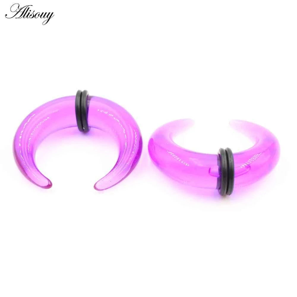 2pcs Acrylic C Sahpe Buffalo Horn Ear Pincher Septum Rings Piercing Black Ear Taper Stretcher Expander Body Jewelry 1.6mm-16mm