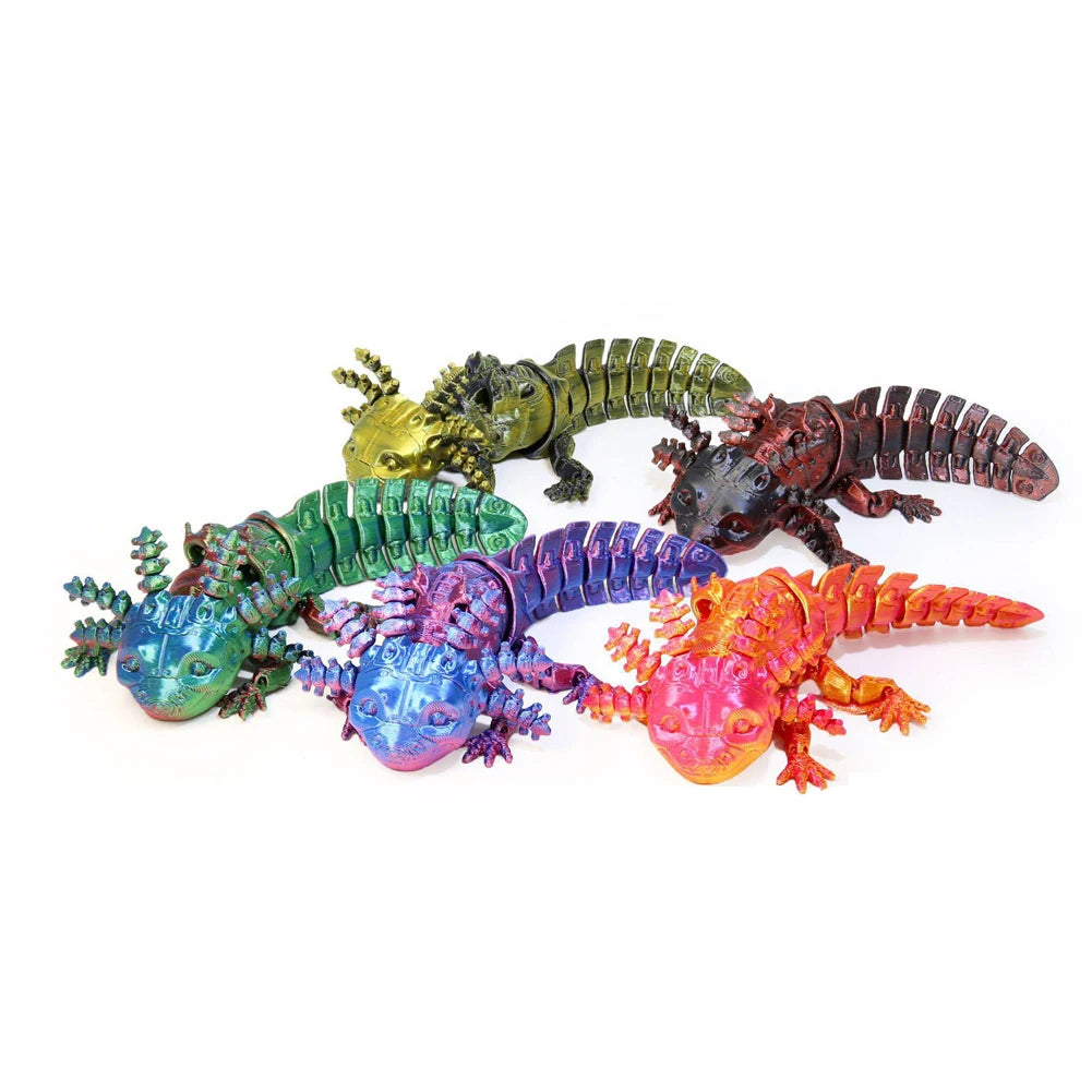 3D Printed Axolotl Toy Collectible Articulated Mechanical Axolotl Figurine 3D Printed Animal for Stress Relief Home Decor