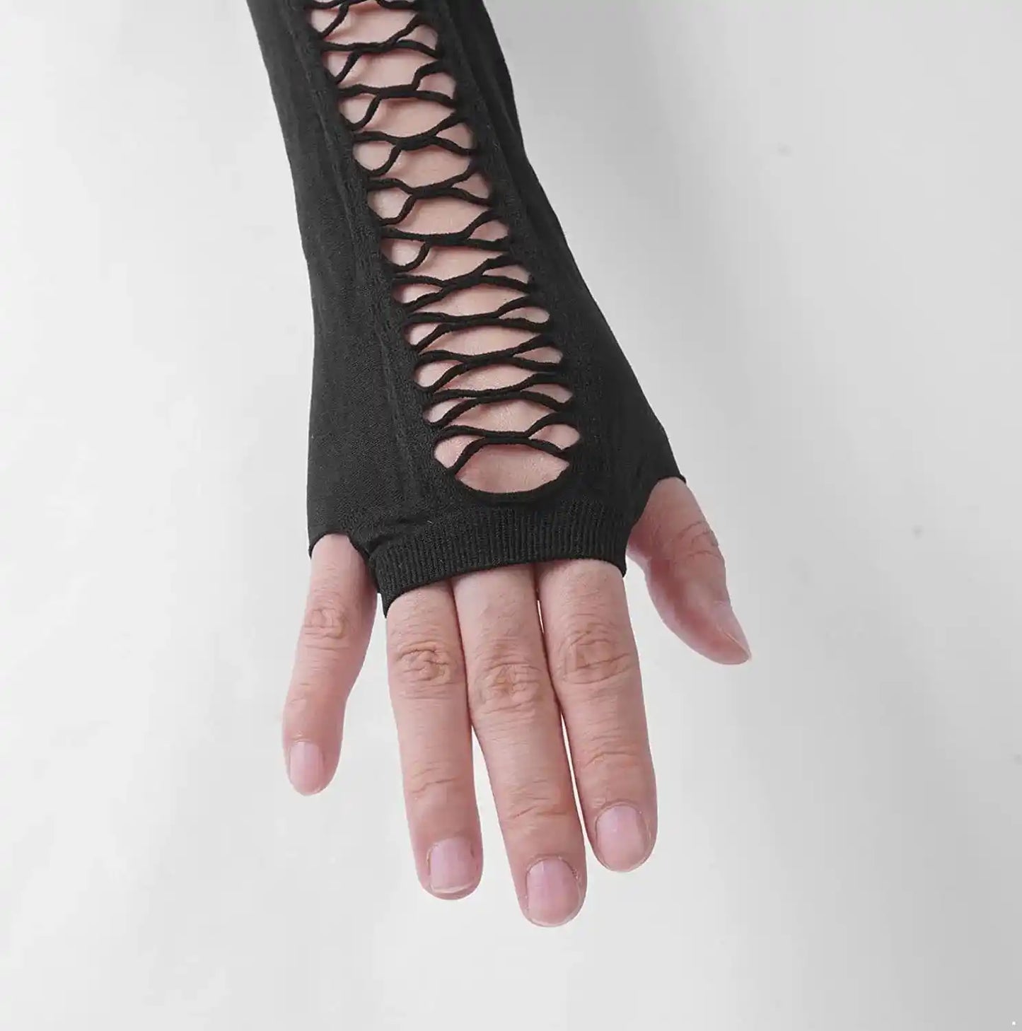 All the Way Up — Black Fingerless Elbow Gloves