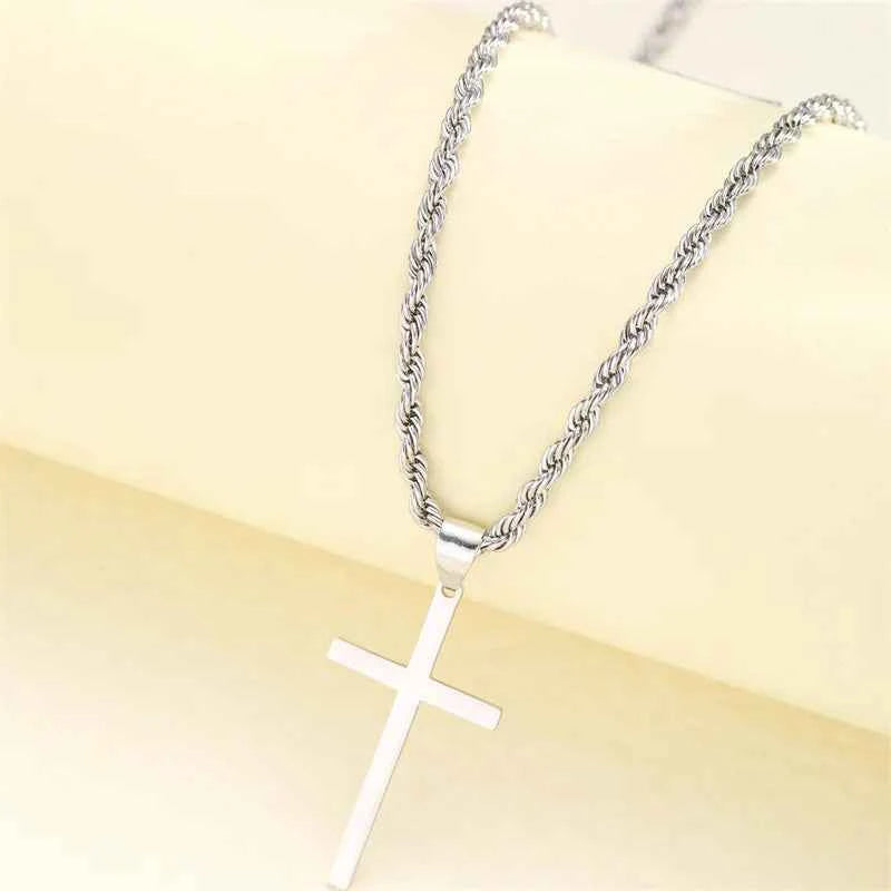 2024 New Cross Pendant Necklace for Men Women Minimalist Gold Color Jewelry Male Female Necklaces Chokers Gifts