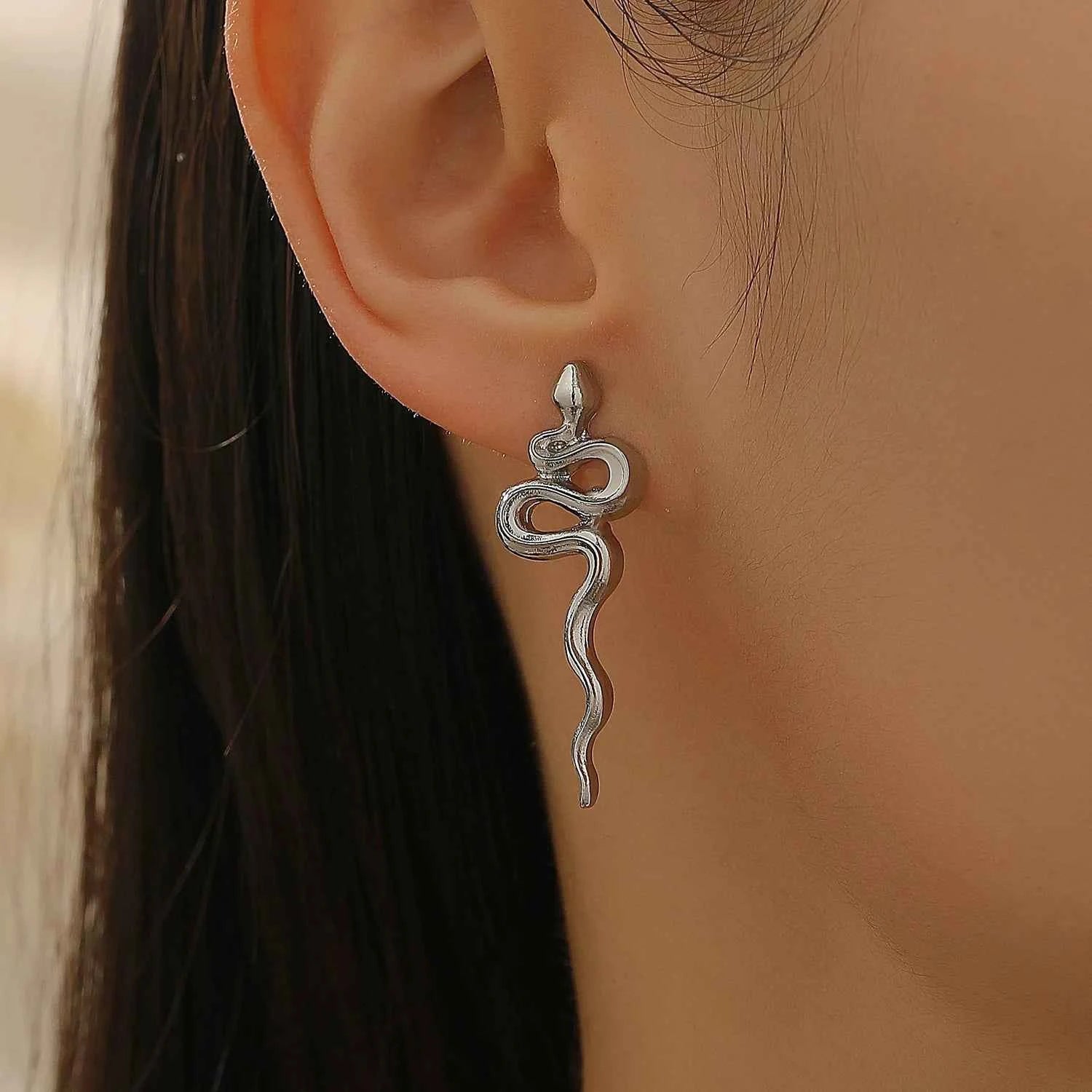 Snake Shaped Pendant Earrings