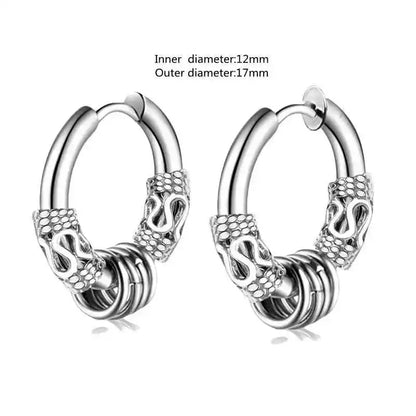 Vintage Simple Small Hoop Earrings Stainless Steel Hypoallergenic Earrings for Men Women Cool Indian Boho Jewelry - Pedlar's Attic