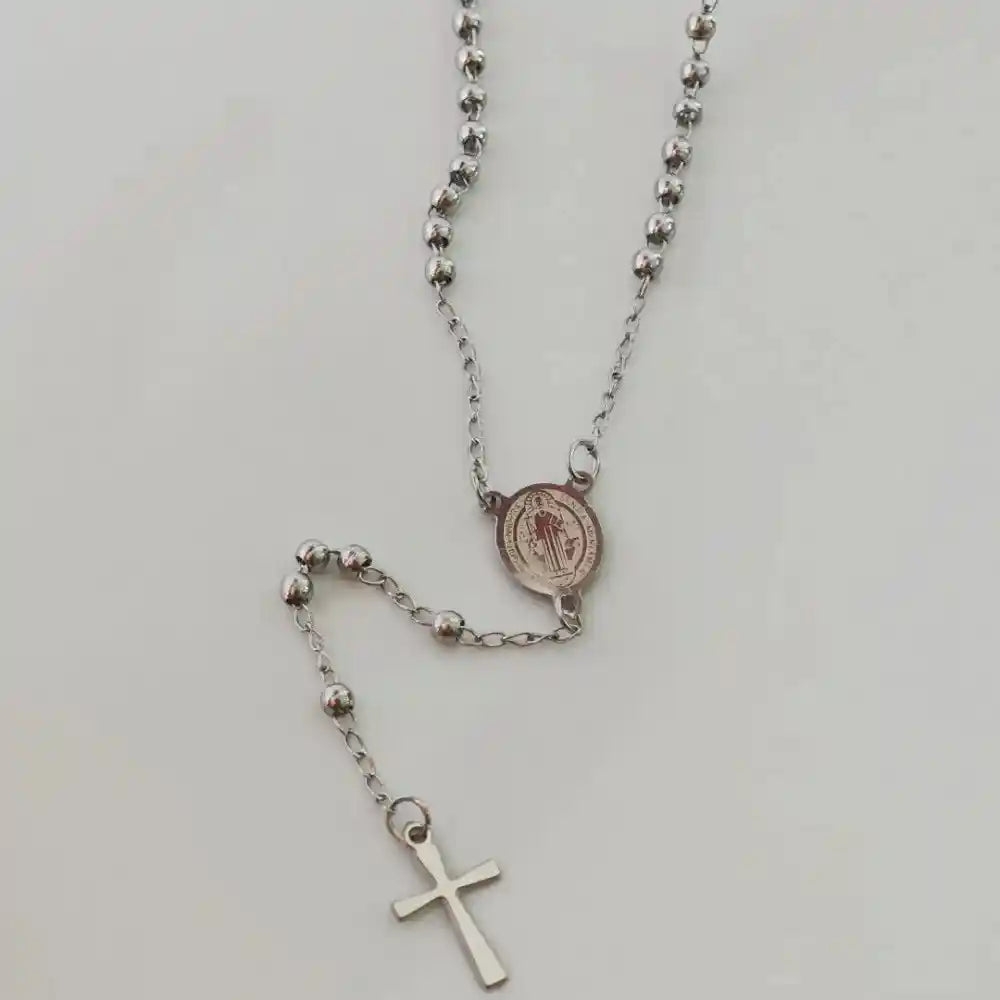 Rosary Necklace, Iron Bead Rosary Necklace - Pedlar's Attic