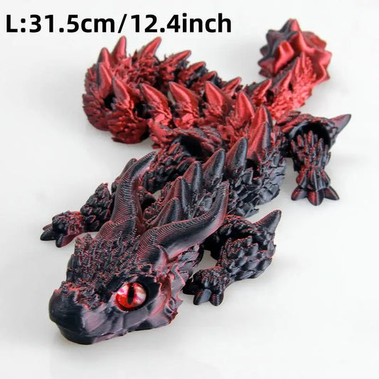 3D Printed Dragon，Vivid Eyes, 3D Printed Flexible Articulated Dragon，Home Office Decor Executive Desk Toys