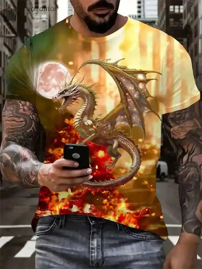 Fire & Scales – Dragon & Phoenix 3D Print Unisex Tee