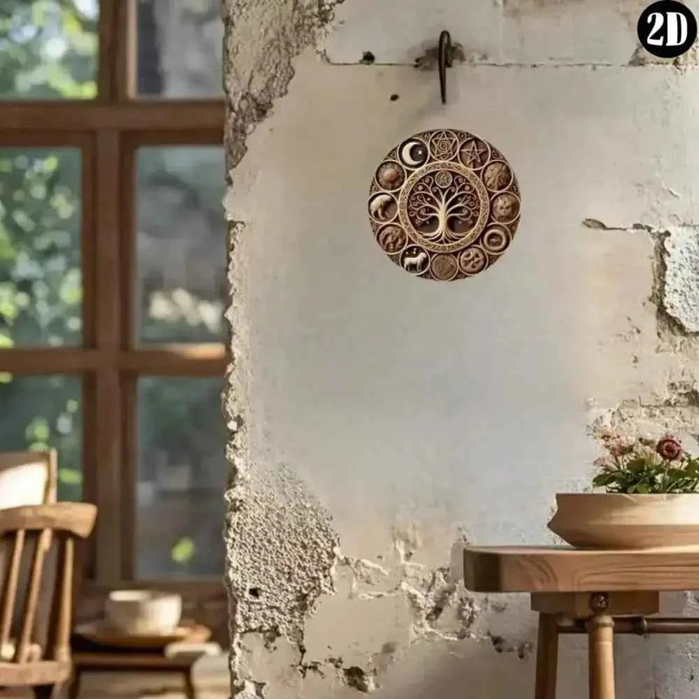 Zodiac Natural Symbols Plaque, Witchcraft Pagan Home Bar Decor, Ideal Holiday Gift for Cafe Garage