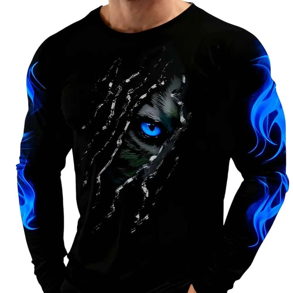 Men Clothing 3D Print Flame Scratch T-Shirt
