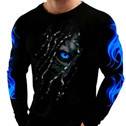 Men Clothing 3D Print Flame Scratch T-Shirt - Pedlar's Attic