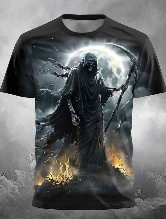 Fire Reaper Designer Gothic Men's 3D Print T shirt