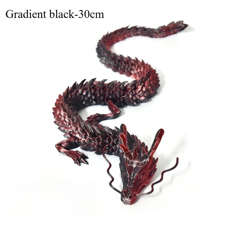 3D Printed Conjoined Dragon Ornaments, Movable Cartoon Creative Dragon Plants Toys Fish Tank Landscaping Decoration 30cm