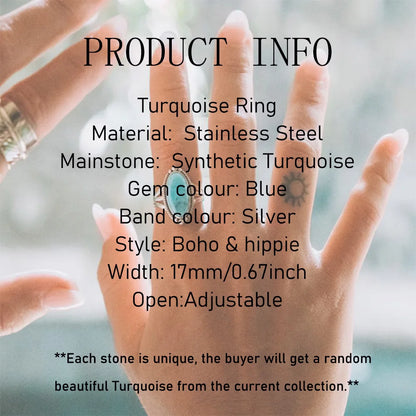 What the Stone Chose — Boho Turquoise Adjustable Ring - Pedlar's Attic