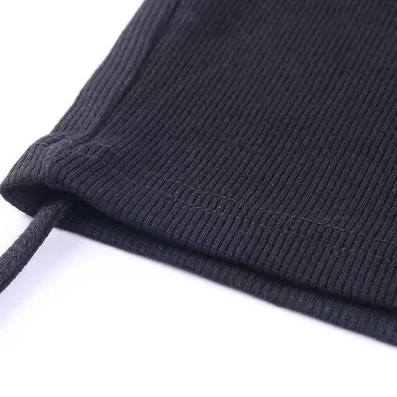 Gothic Women's Print Suspender Sleeveless Square Neck Slim Crop Top