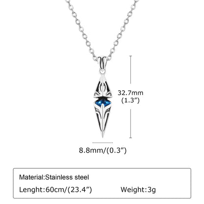 Stylish Blue Stone Man Necklaces Stainless Steel Jewelry Cube Pendant Collar Birthday Party Dad Boyfriend Valentine Gifts - Pedlar's Attic