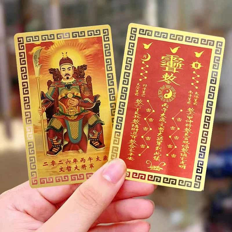 2026 Tai Sui Amulet Card Feng Shui Prayer Gold Card Exorcism Protection Buddha Gift Amulet Safe Bring In Wealth And Treasure