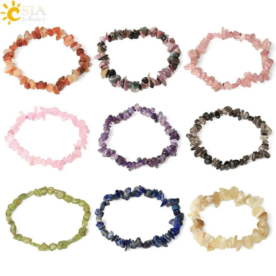 Irregular Chips Natural Stone Bracelet Asymmetry Beads Crystal Quartz - Pedlar's Attic