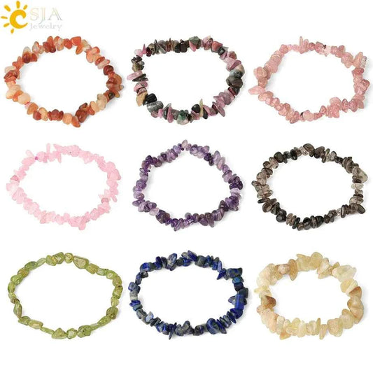Irregular Chips Natural Stone Bracelet Asymmetry Beads Crystal Quartz - Pedlar's Attic