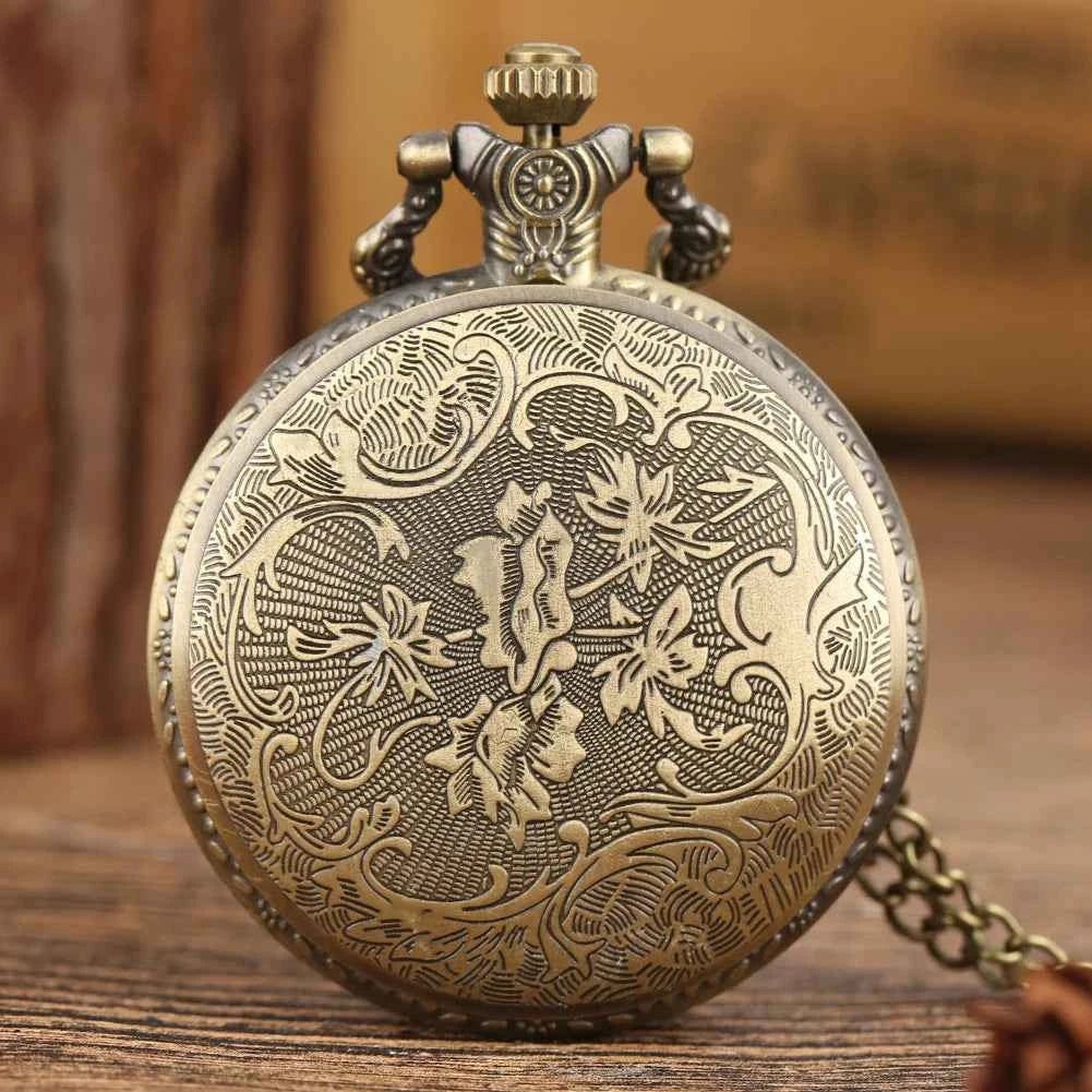 Unique Bronze Chinese Zodiac Quartz Pocket Watches Necklace Chain Pendant Fob Watch Steampunk Clock Gift For Birthday Christmas - Pedlar's Attic