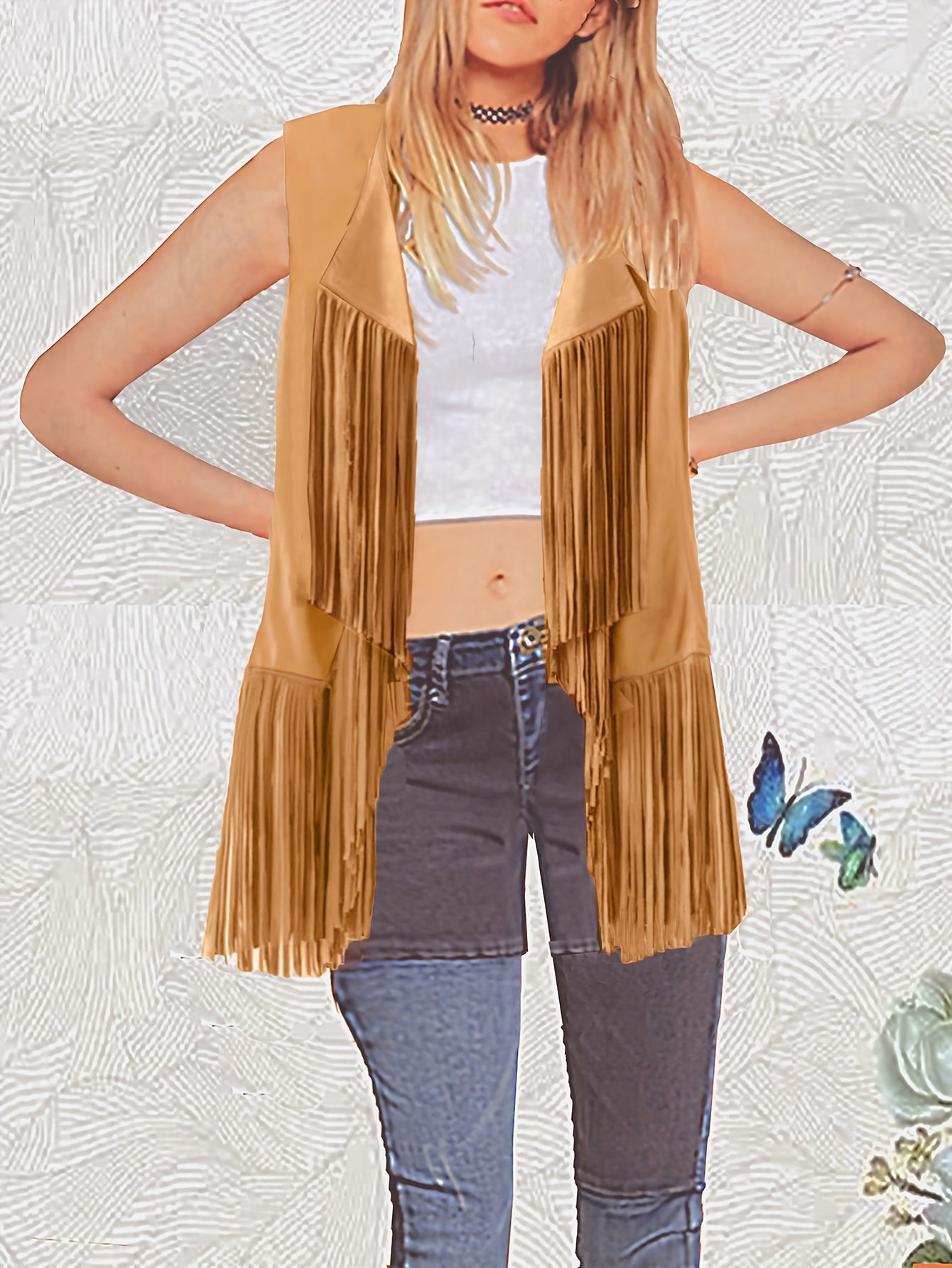 Bohemian Chic Fringe Hem Jacket - Flowy Open Front & Sleeveless - Perfect for Spring & Summer - Womens Boho Clothing Staple