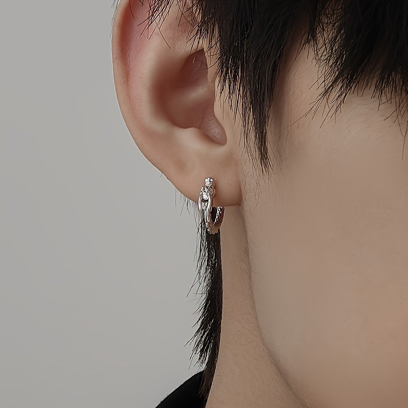 1 Pair Fashionable Punk Dragon Hoop Earrings for Men, Alloy Material with Alloy Ear Needle, Suitable for Daily Wear