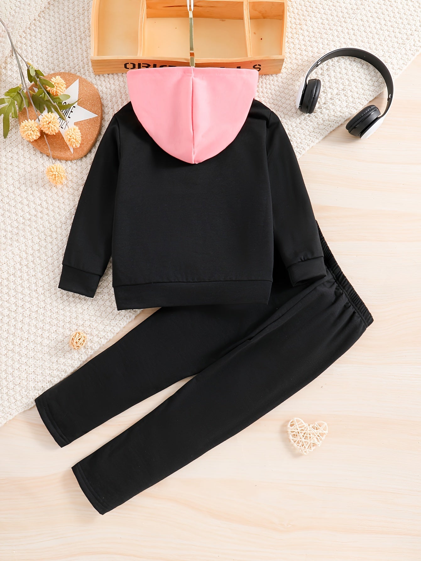 2pcs Girl's Zipper Hoodie Outfit, Color Clash Jacket & Pants Set, Sporty Style, Toddler Kid's Clothes For Spring Fall