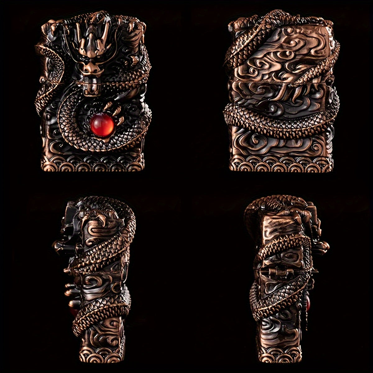 Dragon Antique Lighter - Windproof, Reusable, Kerosene Grinding Wheel, Decorative, Collectible, Gift, Present, No Kerosene Included